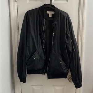 Black Nylon Bomber Jacket H&M
